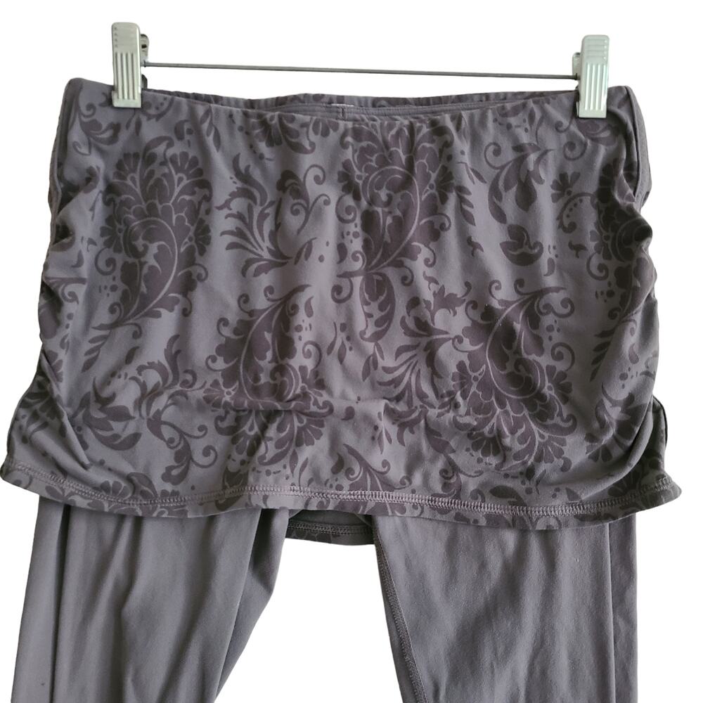 LUCY ACTIVEWEAR Gray Floral Skirted Ruched Leggings Women's Size Small* - Picture 2 of 7